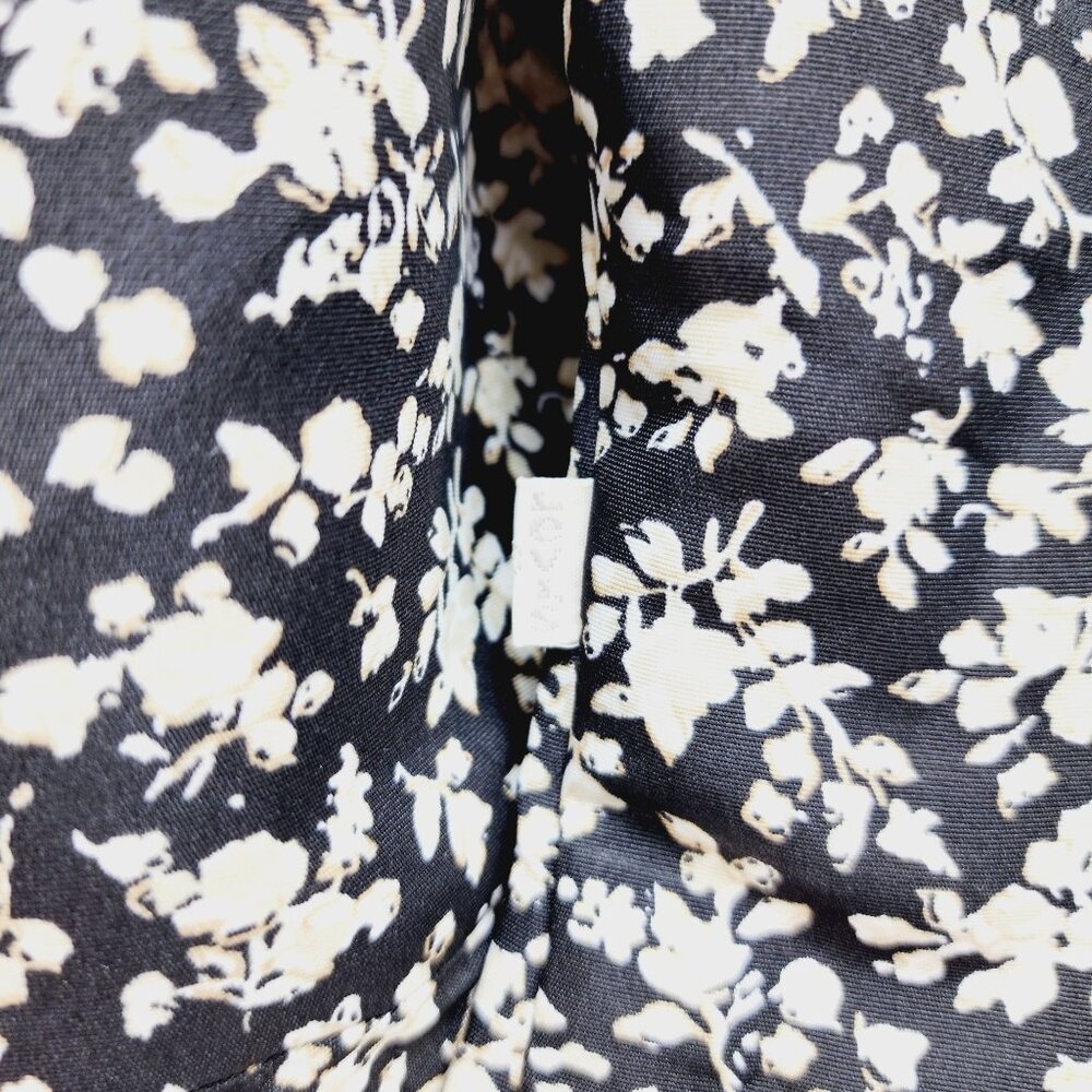 Levi's Floral Cropped Top Women's Size S Black Beige Square Neck Puff Sleeves - Picture 10 of 11
